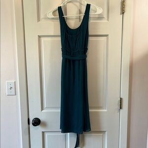 Teal Gauzy Sleeveless Scoop Neck Tank Sundress w/ Waist Tie - Size Small